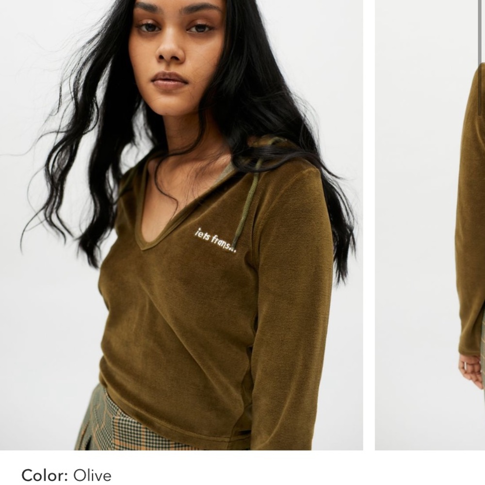 iets frans... Notch Velour Hoodie Sweatshirt